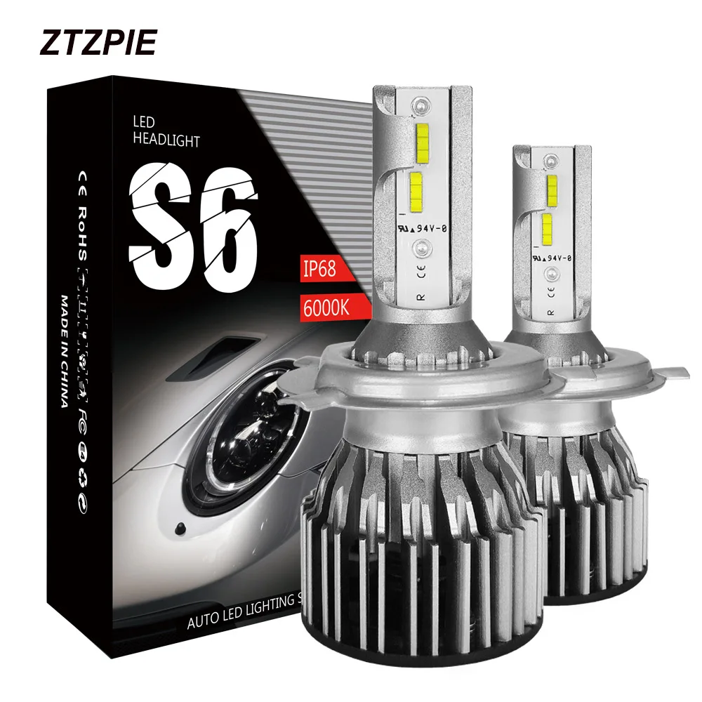 ZTZPIE 60W 6000K 7600LM H4 светодиодная автомобильная лампа 24V 9003 H7 9006 9005 S6 Авто Передние фары