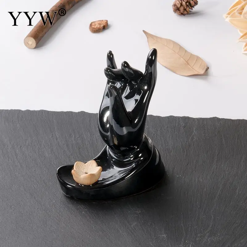 

Black Mini Incense Burner Stick Holder Inserted Stick Censer Aroma Smoke Backflow Oud Incense Cone Burner Handcrafts Home Decor