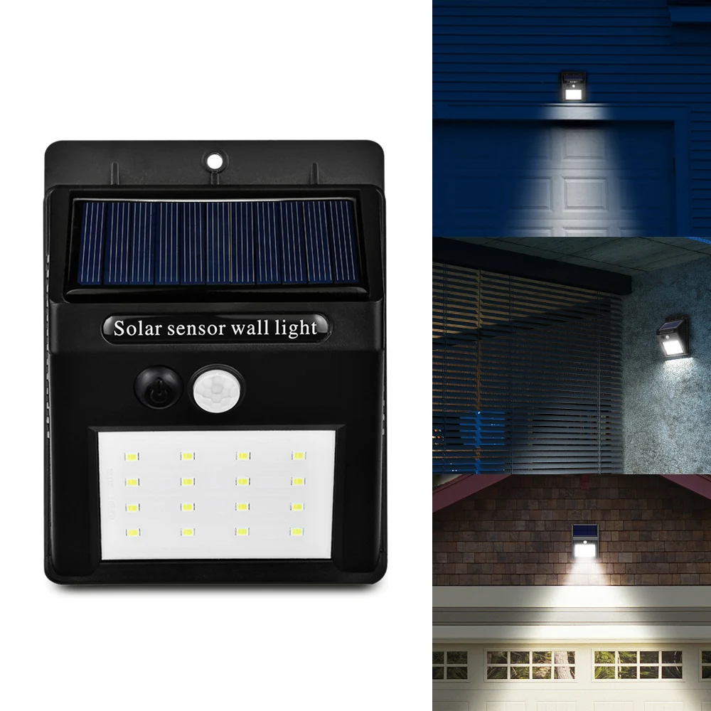 2 шт. YM-SHS-002 16 светодиодов солнечный датчик движения настенный светильник IP65 водонепроницаемый для сада патио двора гаража