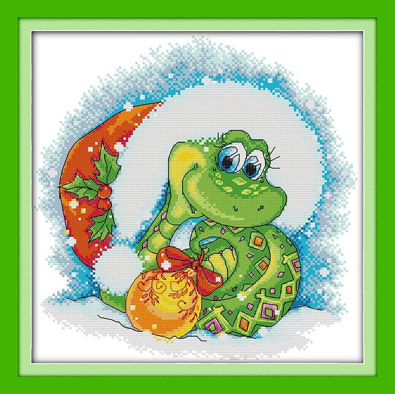 Набор для вышивки крестиком змея на Рождество (1) мультяшный Рисунок 14 карат 11