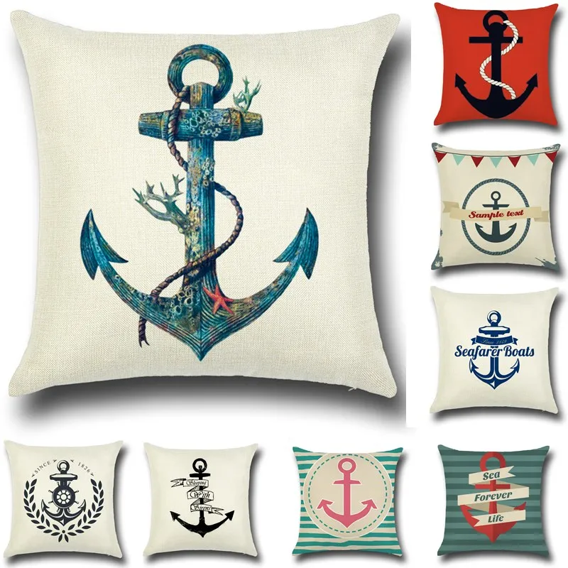 

1Pcs Anchor Clock Printed Cotton Linen Pillow Cushion Cover Seat Car Home Decoration Sofa Bed Decor Decorative Pillowcase 40008