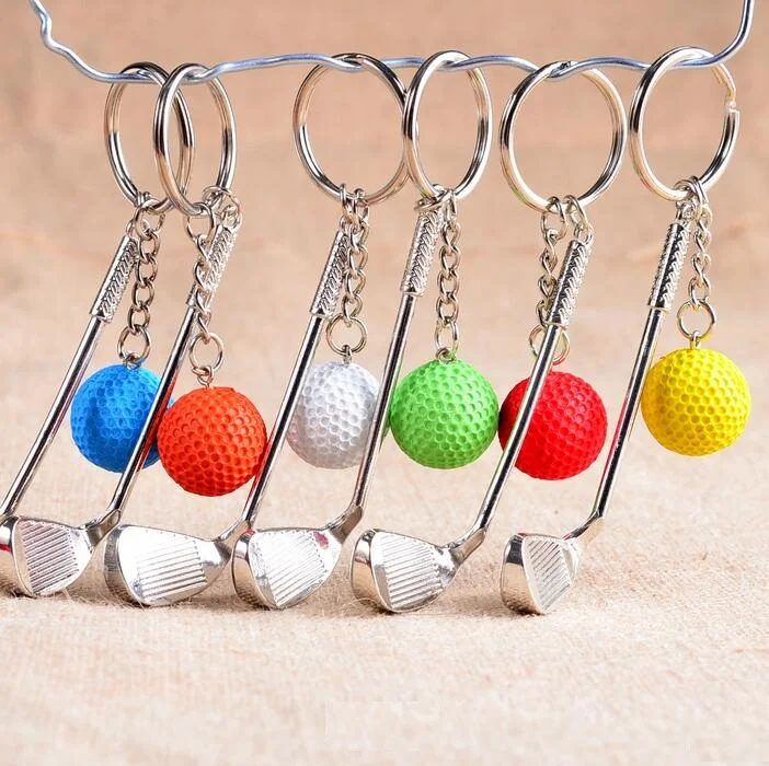 6 color Golf balls and golf shot car bike key ring keys chain keychains