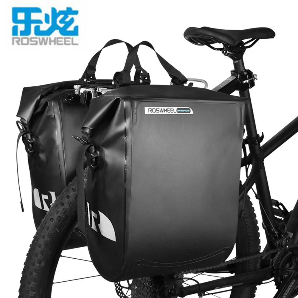 Excellent ROSWHEEL 20L Large Capacity Water Resistant Bicycle Rear Rack Bag Hanging Pannier PVC Bicycle Rear Rack Bike Front Tube Pannier 0 Excellent ROSWHEEL 20L Large Capacity Water Resistant Bicycle Rear Rack Bag Hanging Pannier PVC Bicycle Rear Rack Bike Front Tube Pannier 0