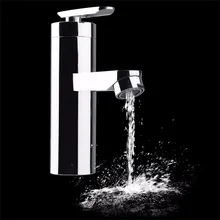 Chrome Polished Kitchen Bathroom Basin Waterfall Faucet Mixer Tap Single Handle Deck Mounted Cold & Hot Water Mixer double handles 3pcs waterfall chrome polished basin faucets deck mounted