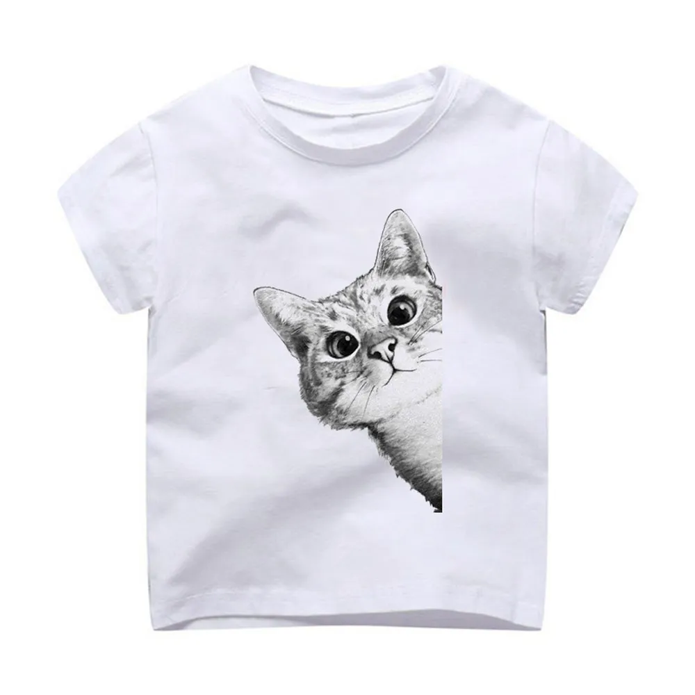 

T-Shirt Children Printing Kids Clothes Short Sleeves t shirt tshirt cat hide 5scns8