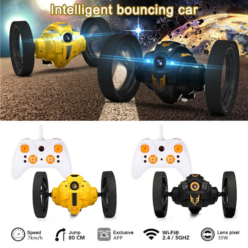 

RC Bounce Car with LED Lights 2.4GHz Flexible Wheels Rotation Robot Car Toys BM88