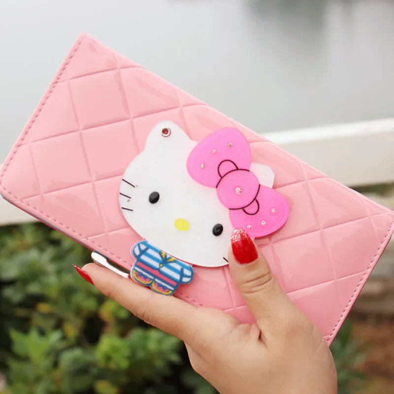 Женские длинные кожаные кошельки с бантом от известного бренда hello kitty carteira feminina couro portefeuille femme 40