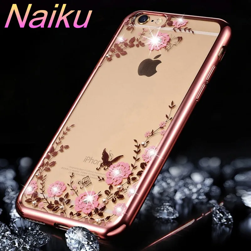 Luxury Flowers Rhinestone Mobile Shell Cover for iPhone 7