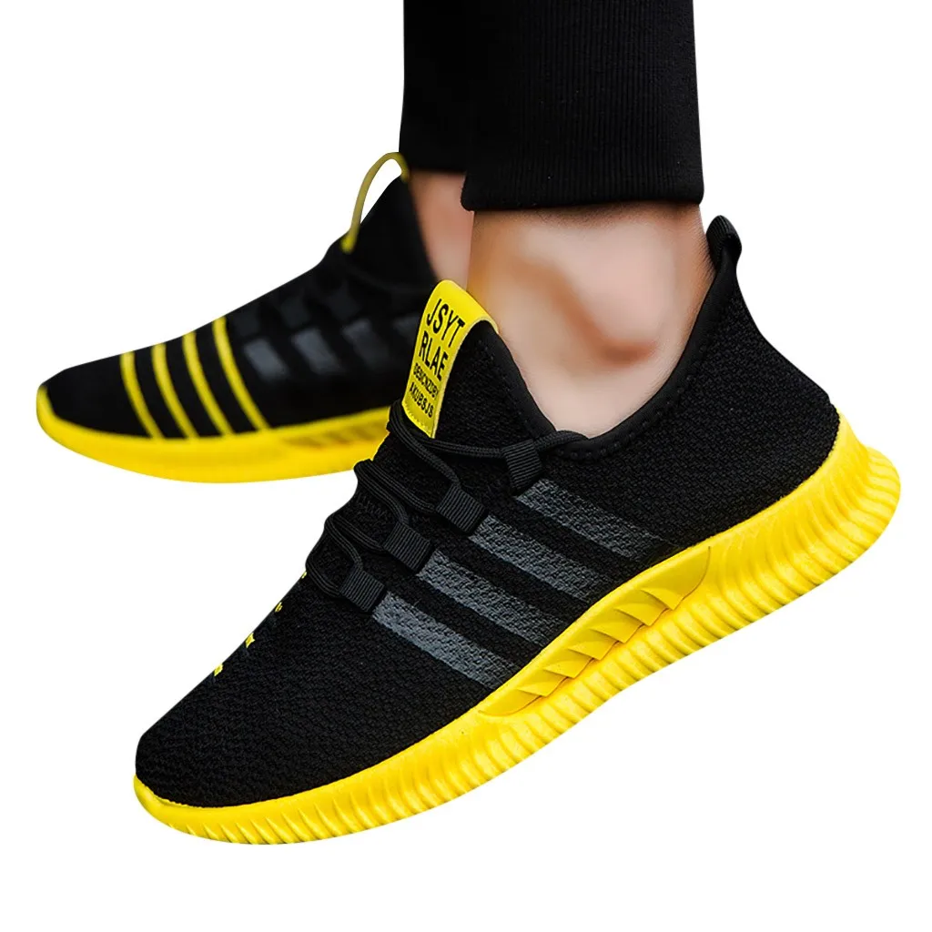 YOUYEDIA/модные мужские черные и оранжевые кроссовки; прогулочная Повседневная крутая обувь; дышащая обувь на шнуровке; обувь для бега; Sapato Masculino - Цвет: Цвет: желтый