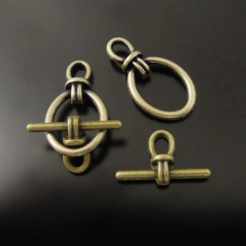 60pcsTopAntique bronze Jewellry Round Toggle Clasps hooks Charms