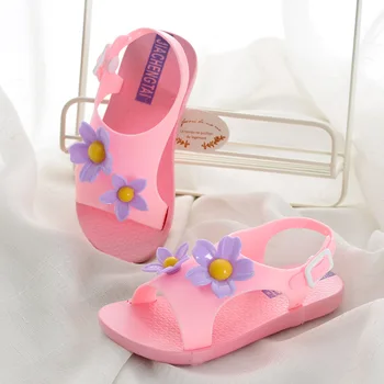 

Children Sandals Summer New Lovely Sun Flower Flat Bottom Baby Girl Toddler Shoes Breathable Candy Colors Buckle Beach Sandals