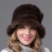 Новая осенняя и зимняя шапка из натурального меха женская плетеная шапка из натурального меха норки теплая Женская Вязаная Мягкая шапка высокого качества BZ-13