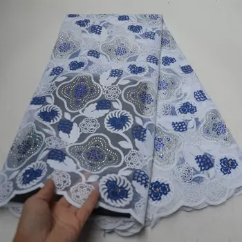 

White Organza Lace High Quality African Lace Fabric With Sequins 5 Yards/pcs Swiss Voile Lace France Lace For Party Dress-LP30