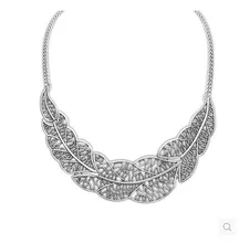 Contracted hollow out the leaves necklace Metal sweater chain female Collarbone chain xl 050