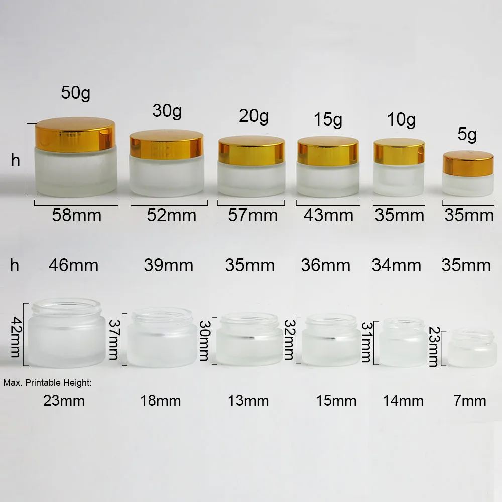 12 x 5g 10g 15g 20g 30g 50g Glass Cream Container Frost Cream Jar with Gold 2
