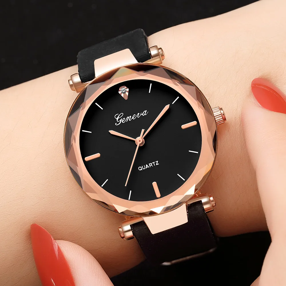 

Fashion Womens Ladies Watches Geneva Silica Band Analog Quartz Wrist Watch relogio feminino Diamond Round Simple Clocks New B50
