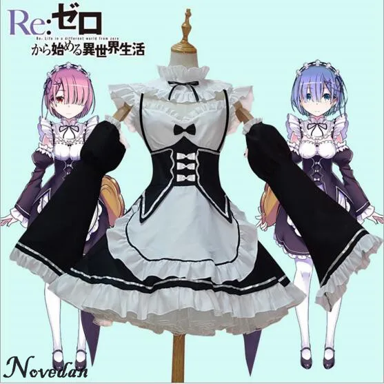 Женский костюм для косплея в готическом стиле Re Zero Ram And Rem пикантное платье Лолиты