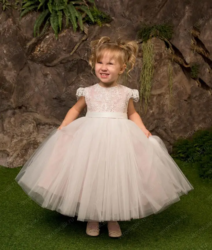 

Flower Girl Dresses Cap Sleeves Baby Girl Birthday Party Christmas Communion Dresses Children Girl Party Dresses Custom Any Size