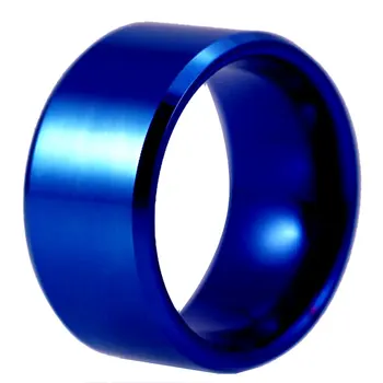 

Free Shipping USA UK Canada Russia Brazil Hot Sales 12 MM Blue Color Bevel Comfort Men's Fashion Tungsten Wedding Ring