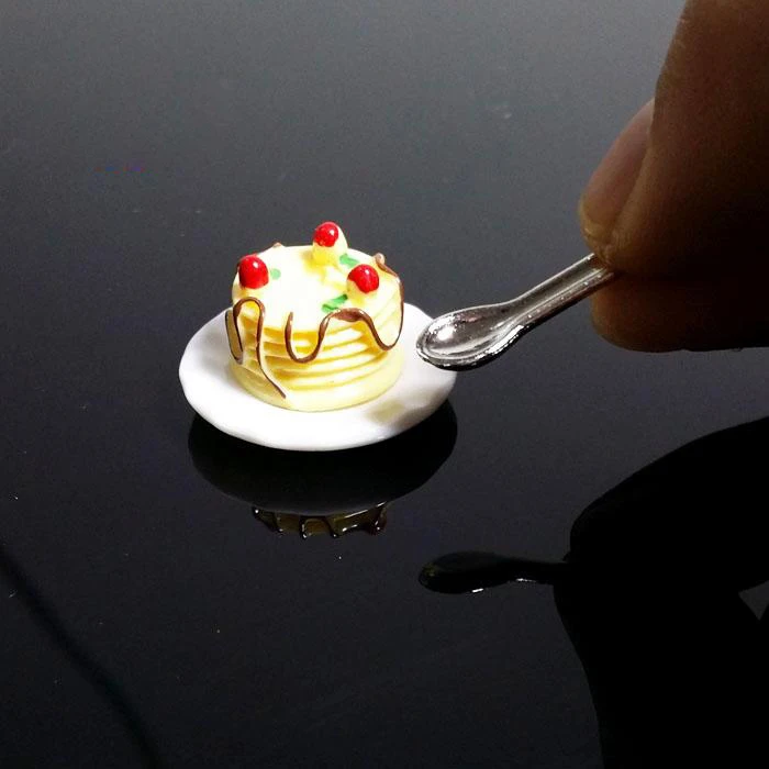 G07-X142 children baby gift Toy 1:12 Dollhouse mini Furniture Miniature rement Doll accessories colorful Silver spoon 10pcs/set