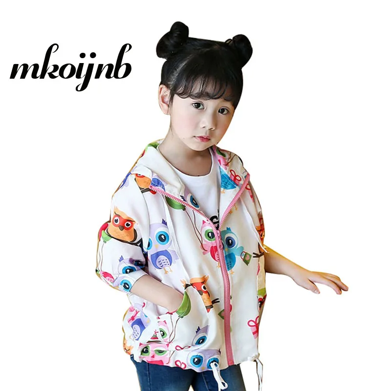 

2018 Girls Kids Cartoon Owl Jacket Fashion Girls Hooded Spring Print Jackets For Children Clothes Coat 3 4 5 6 7 8 10 12 Years