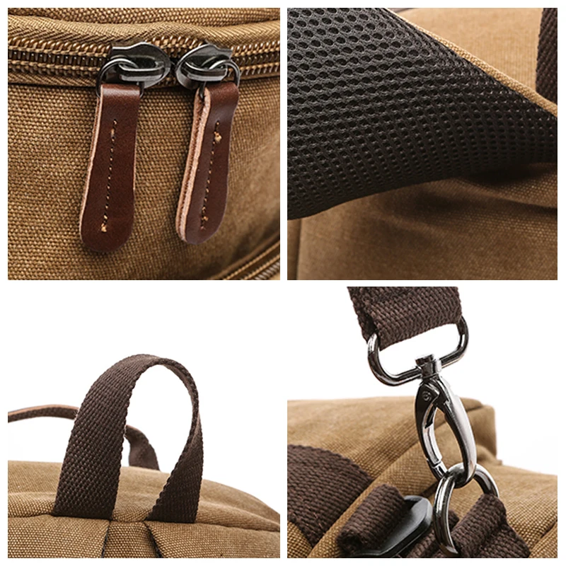 Men Large Capacity Cylinder Backpacks Canvas Luggage Shoulder Bags Duffle Travel Waterproof Solid Leather Casual Case travel bag
