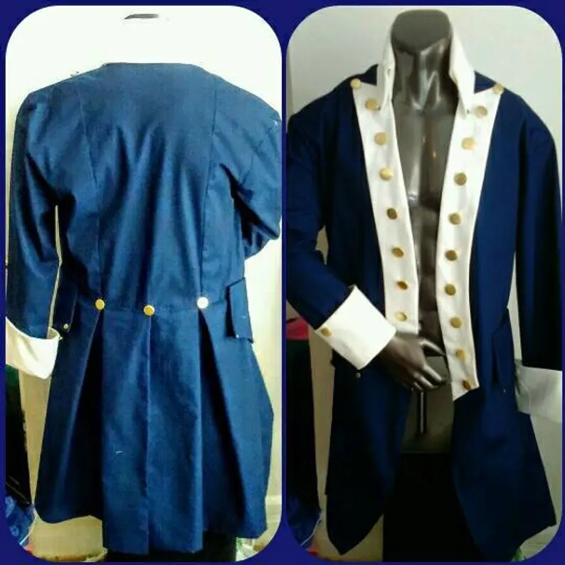 Colonial Hamilton Military Cosplay Costume - Alexander Hamilton Blue Jacket for Musicals image 2
