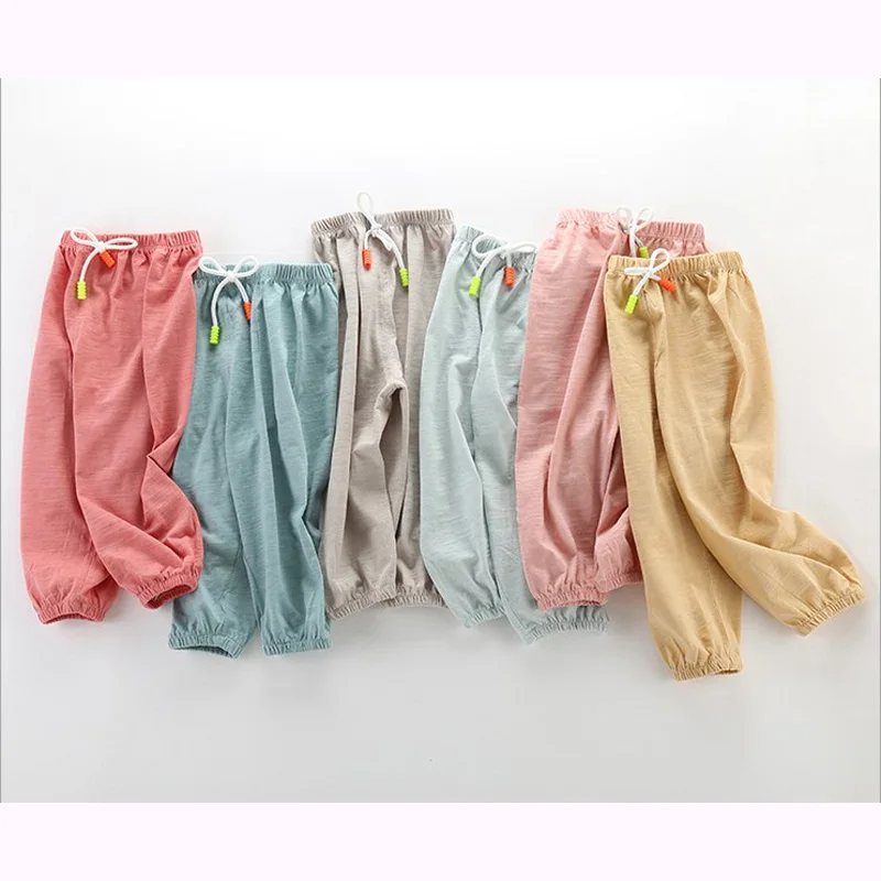 

2pc Boys girls Free Shipping summer New Lantern pants Cotton solid Children clothes 0-4 old anti-mosquito pant 2pc/lot