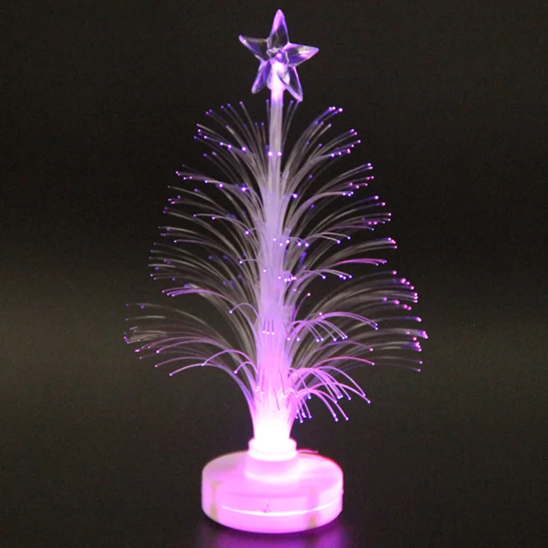 

Hot Colored Fiber Optic LED Light-up Mini Christmas Tree with Top Star Battery Powered LFD