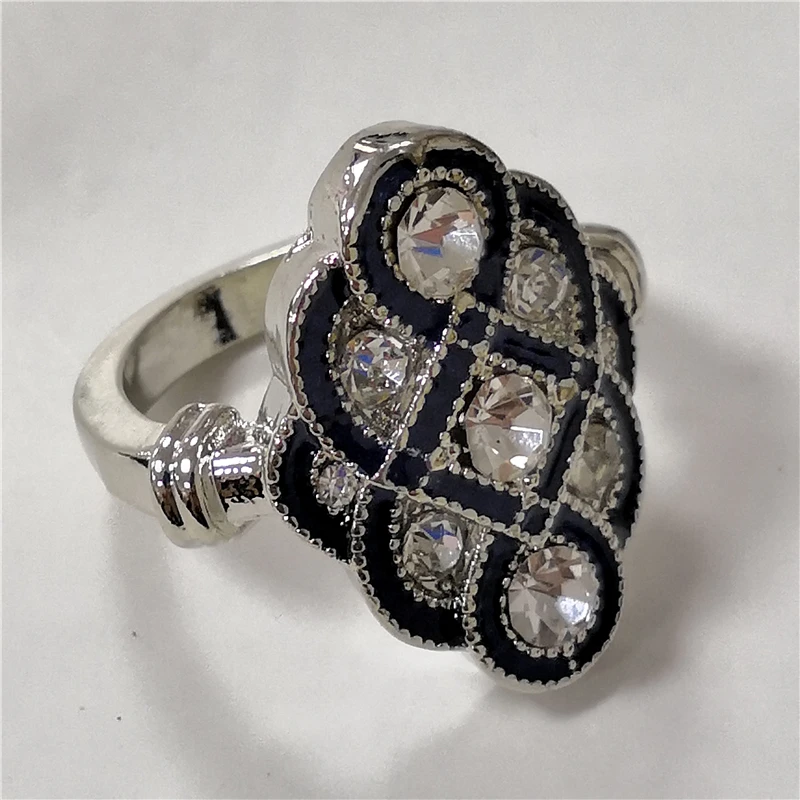 925 Anillos серебряные Винтажные белые кольца с камнями для женщин кольцо темно-синяя эмаль. Кольцо из эпоксидной смолы роскошные ювелирные изделия Bague Femme Girl Mujer