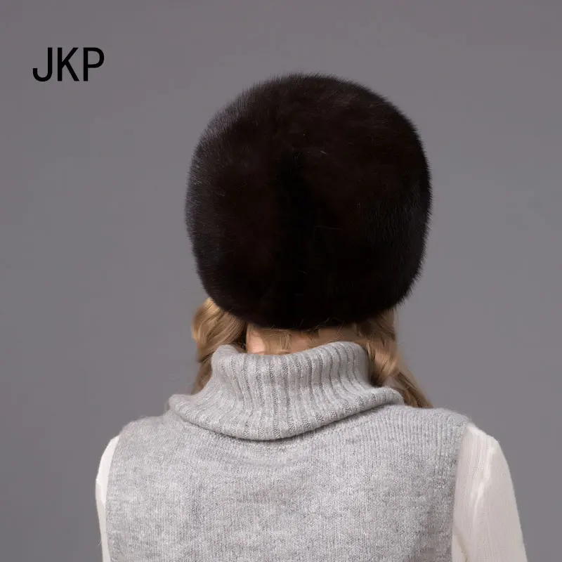 JKP натуральный мех норки шапки для женщин skullies beanie Новое поступление модные высококачественные женские меховые модные теплые шапки DHY-65