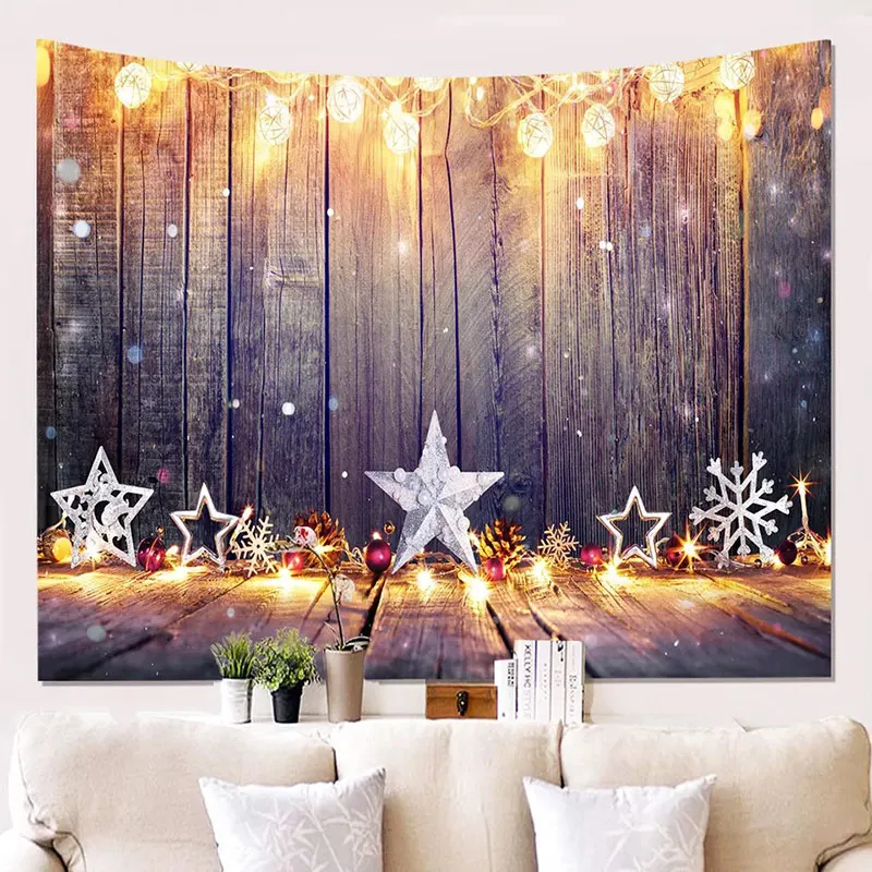 Tapiz De Cinco Estrellas De Nochebuena Para Dormitorio En Casa