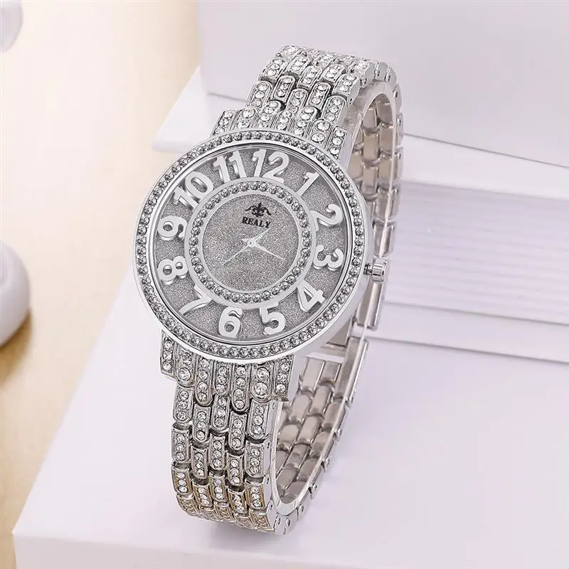 Для женщин часы роскошные часы с кристаллами модные Нержавеющая сталь женские кварцевые часы на запястье элегантные Серебристые туфли Reloj Mujer