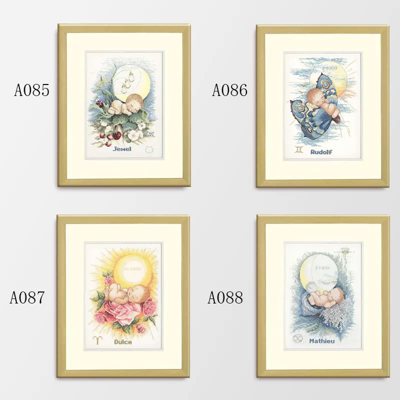 

Fishxx Cross Stitch Kit A085-A088 Cute Constellation Baby Flower Four Patterns Hand Embroidery