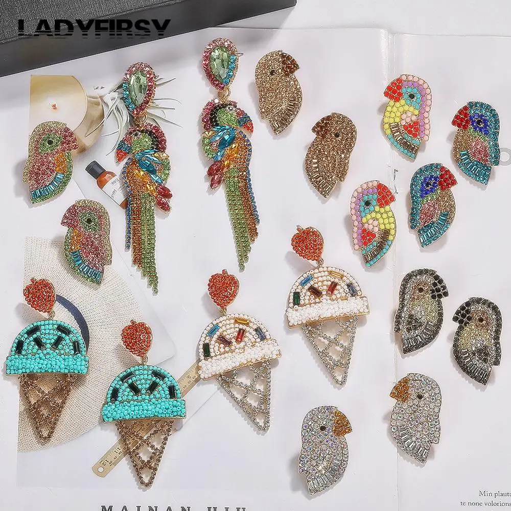 Женские серьги подвески Ladyfirsy Boho с кристаллами Biird свадебные украшения трендовые