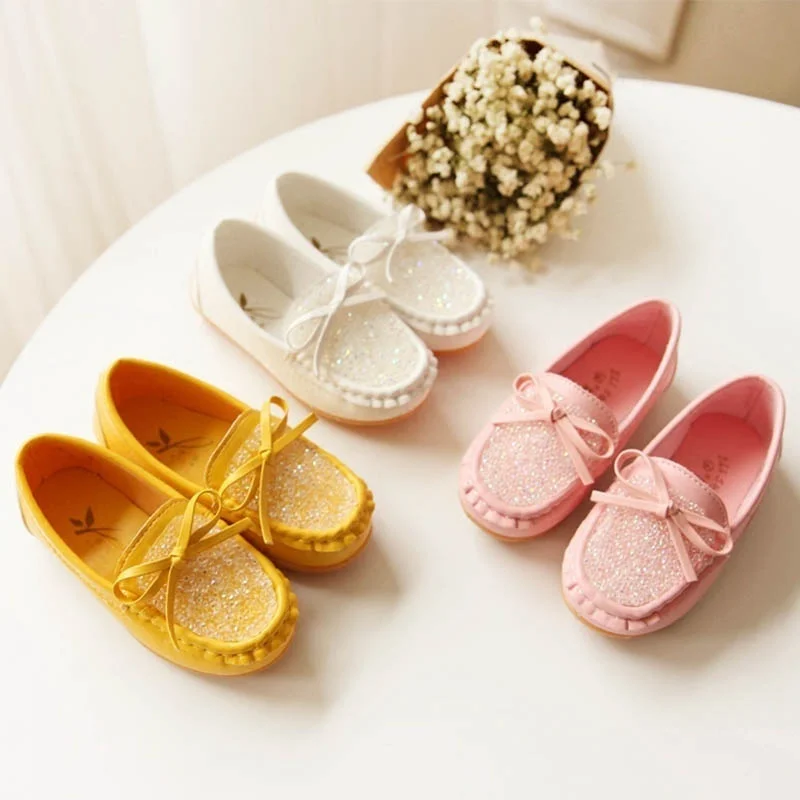 NANCY TINO New Childrens Single Shoes Flat Candy Bowknot Peas Shoes Girls Princess Shoes Baby Shoes