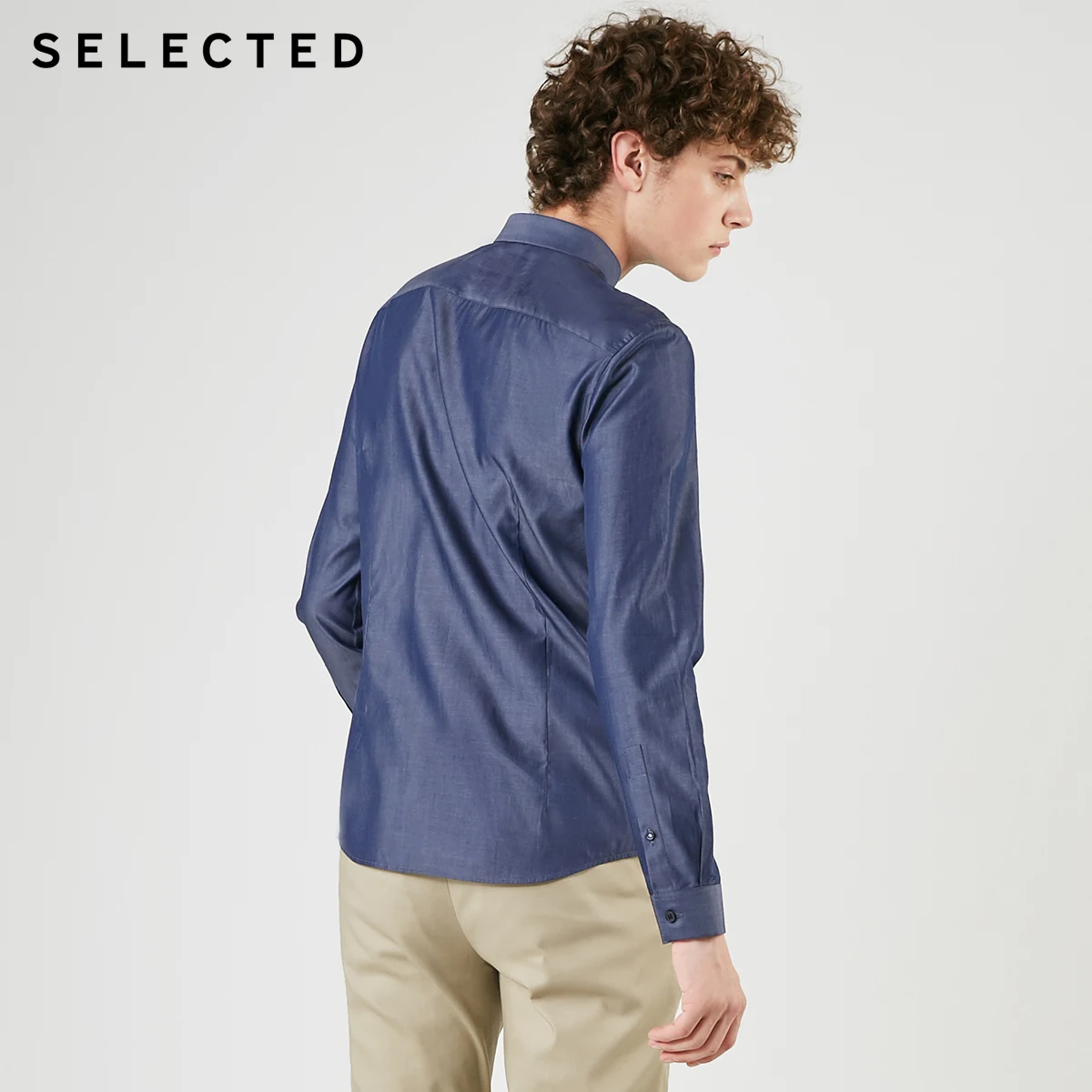 SELECTED Men's 100% Cotton Slim Fit Long sleeved Shirt S|419105515|Повседневные рубашки| |