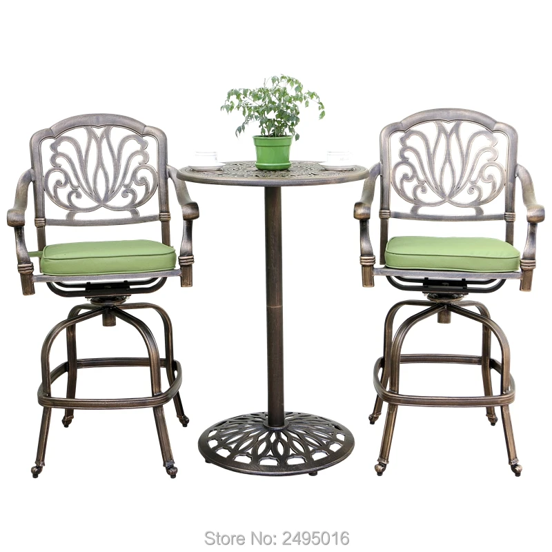 3-piece cast aluminum patio furniture garden furniture Outdoor leisure furniture bar chair bar table 3-piece cast aluminum patio furniture garden furniture Outdoor leisure furniture bar chair bar table