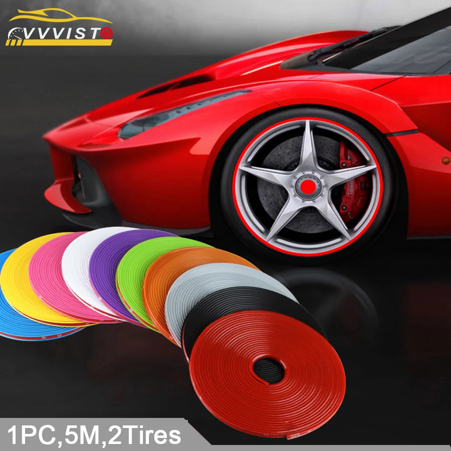

VVVIST Car Stickers 5M Strips Wheel Decals 13 To 21 Inch Car Styling And Decals For Auto Motorcycl Wheel Strips Rim Tire Styling