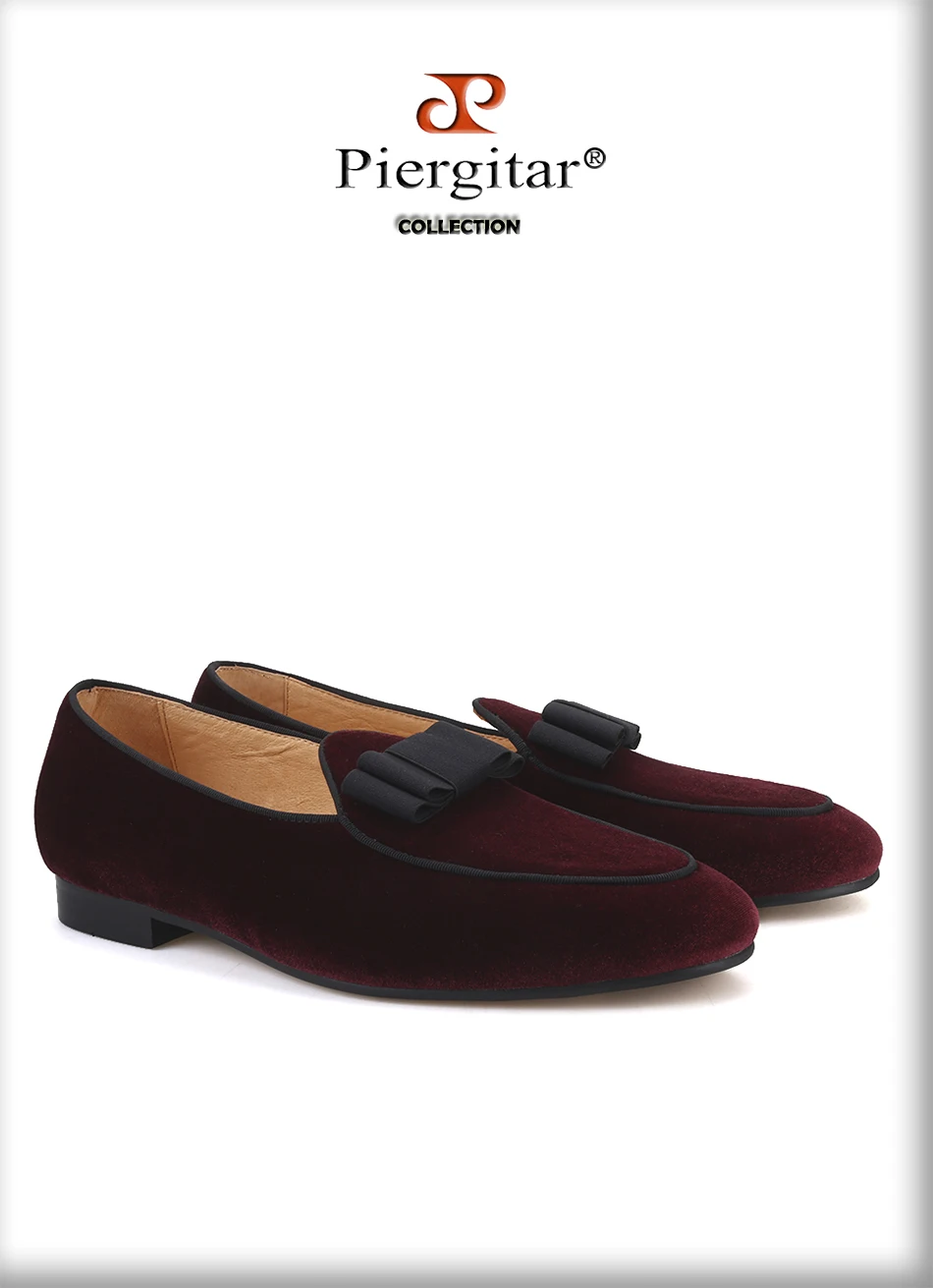 Piergitar/Коллекция года; темно-красные бархатные мужские туфли с бантом; дизайнерские свадебные мужские лоферы; мужские тапочки ручной работы