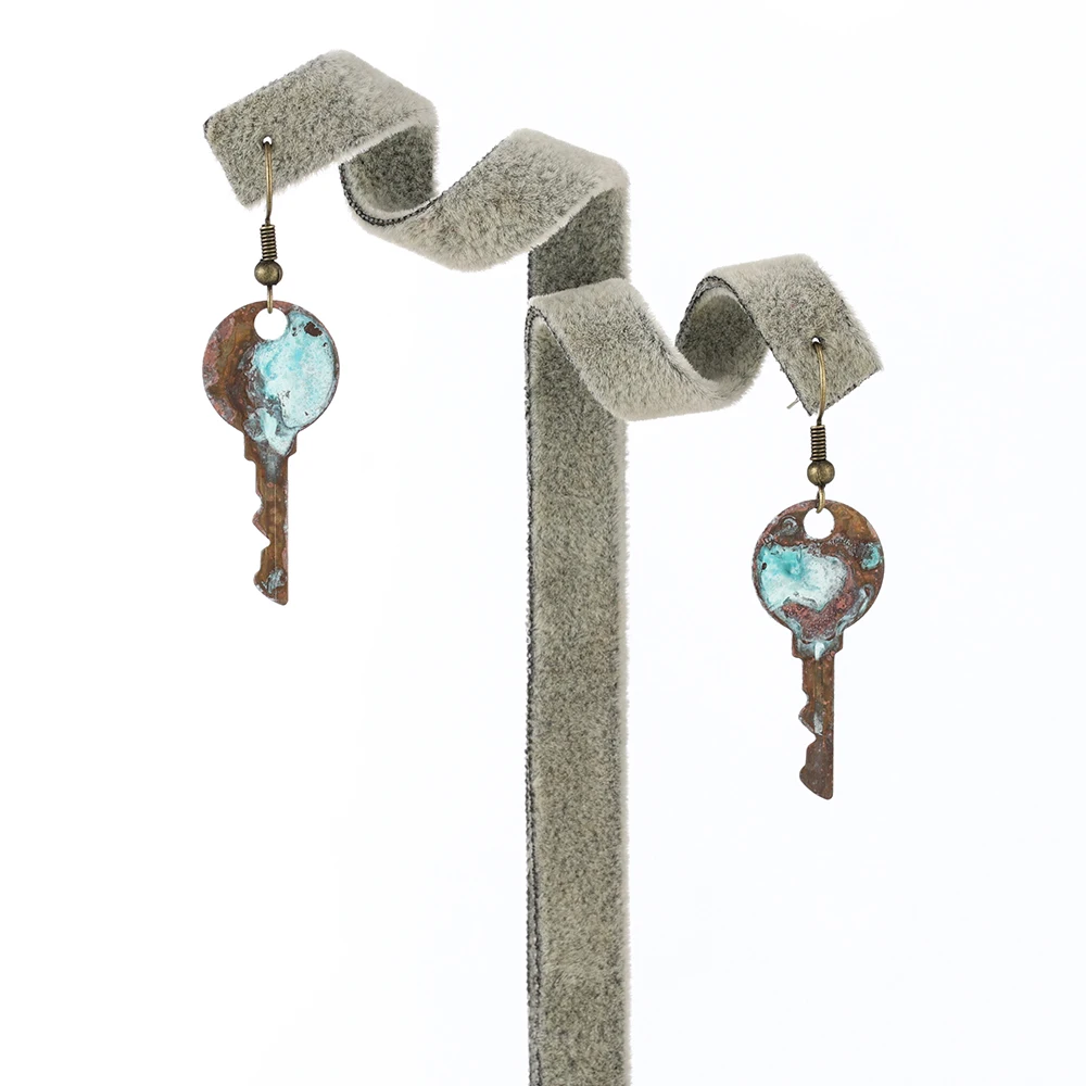 

Retro Bronze Bohemian Long Drop Earrings Unique Geometric Key Chain Earrings 2019 for Women Jewelry Gift