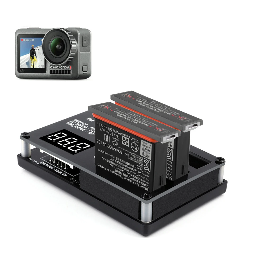 

HOBBYINRC 3-in-1 Sport Camera Chargers Battery Housekeeper Digital LED Display Screen for DJI OSMO ACTION Charging 3 Batteries