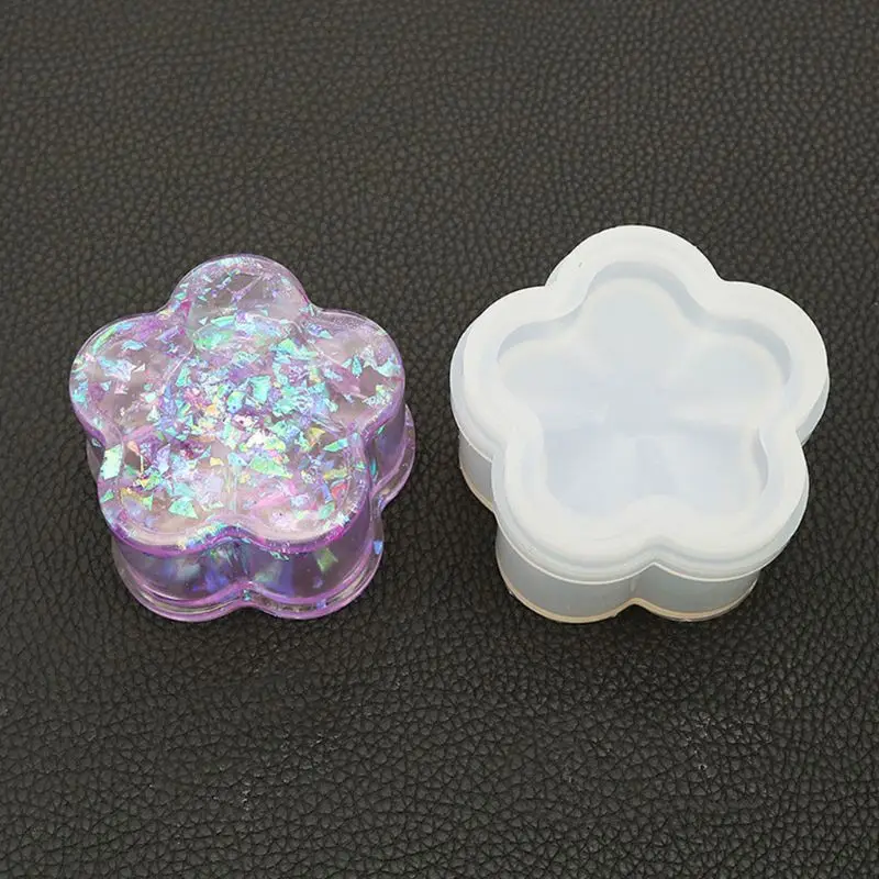 

Hexagon Storage Box Epoxy Mould Crystal UV Mirror Handmade DIY Table Desktop Decoration Making Plum Square Round Silicone Mold