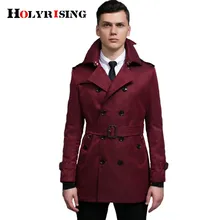 Мужской Тренч, модная тонкая ветровка, куртки на двух пуговицах, мужское пальто, красная ткань, британский стиль, верхняя одежда#18246-5 Holyrising