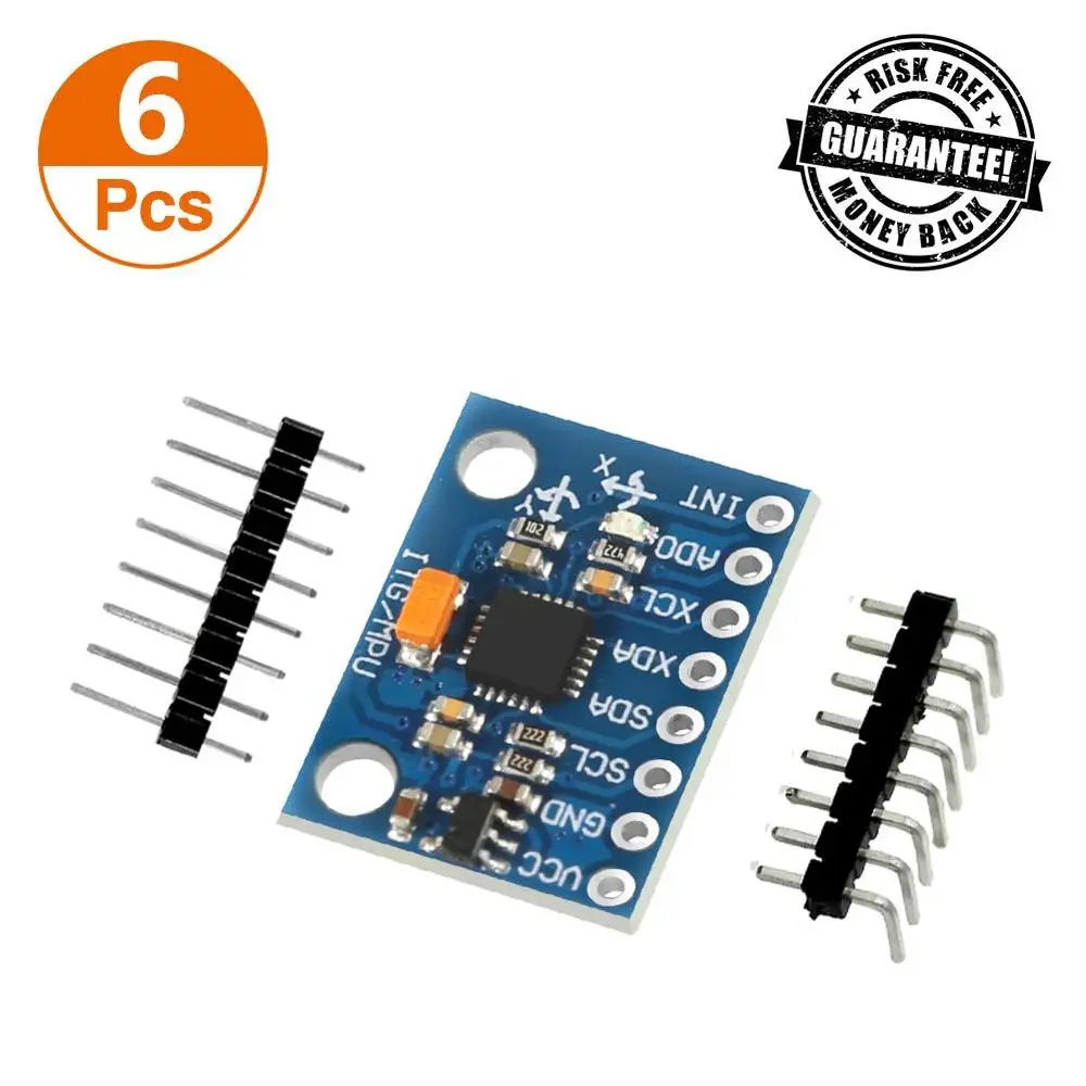 3V-5v 2.54mm Pitch Chip Built-in 16 bit AD Converter GY-521 6 DOF MPU-6050 Module 3 Axis Accelerometer Gyroscope Module for Arduino