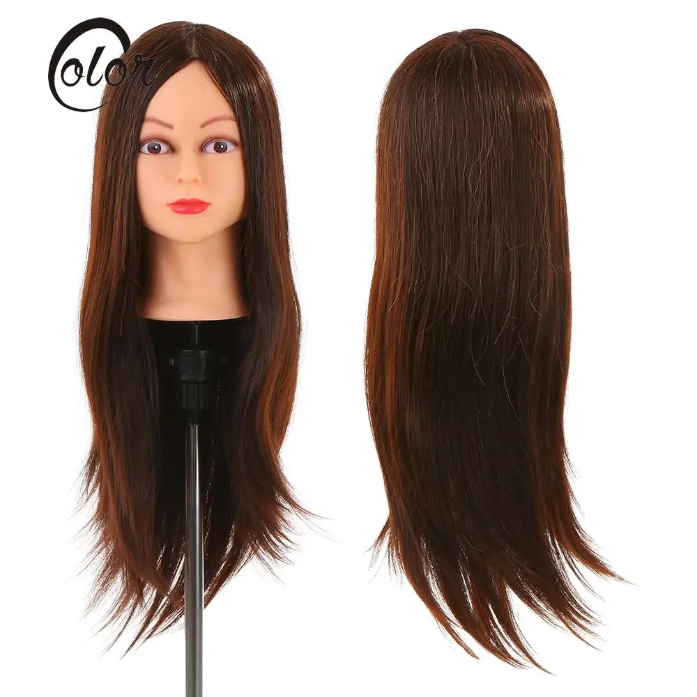 24" 30 Real Human Hair Mannequin Head Hairdressing Cutting Braiding Practice Head + Clamp