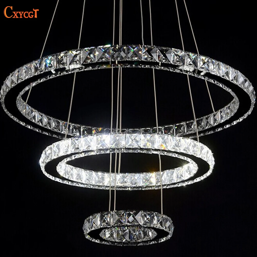 

Modern Diamond Ring LED k9 Crystal Chandelier Light Fixture For Dining Room Ceiling Hanging Lamp For Restaurant