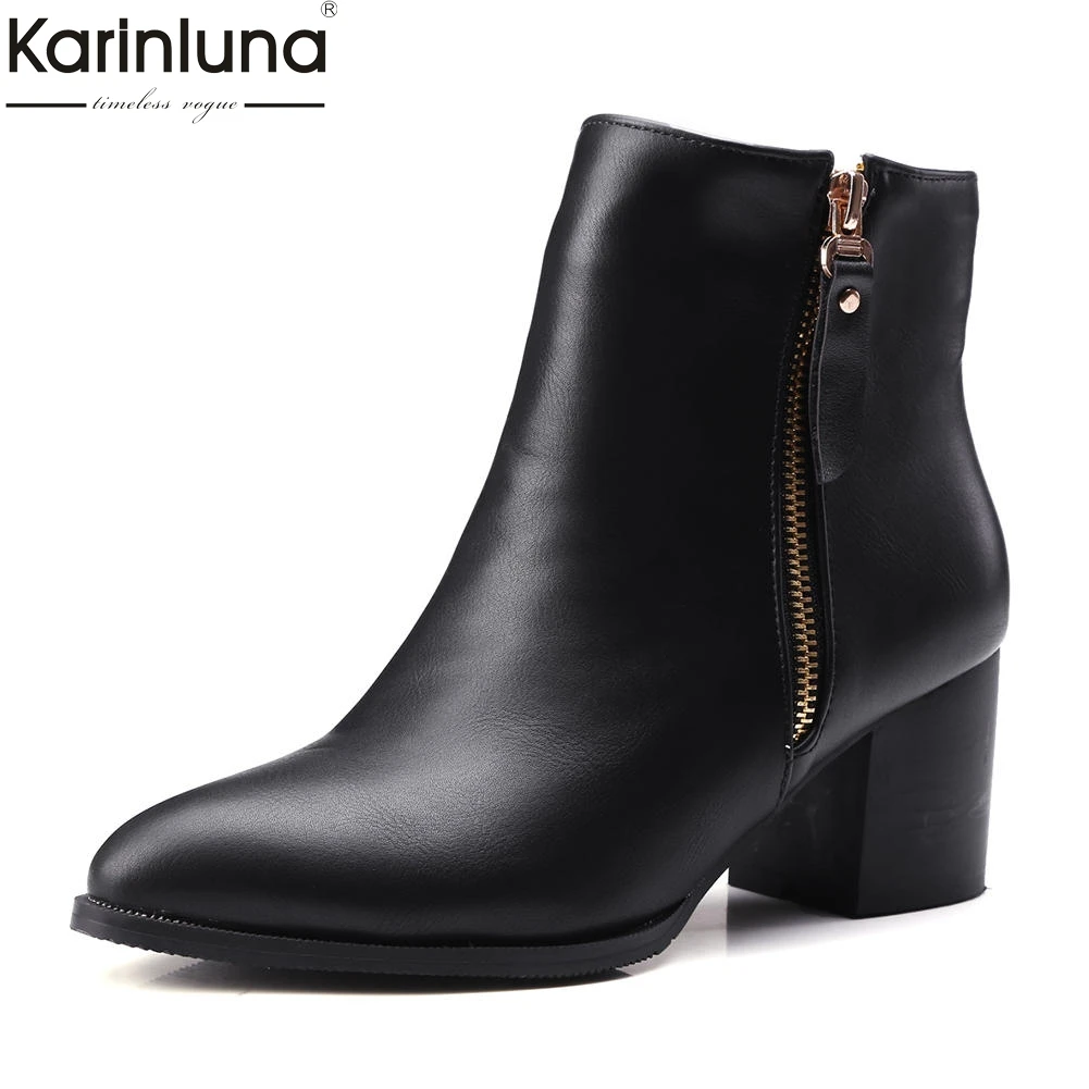 

Karinluna 2018 Large Size 32-48 customized best quality western Boots Woman Shoes fashion square high heels women Boots Shoes