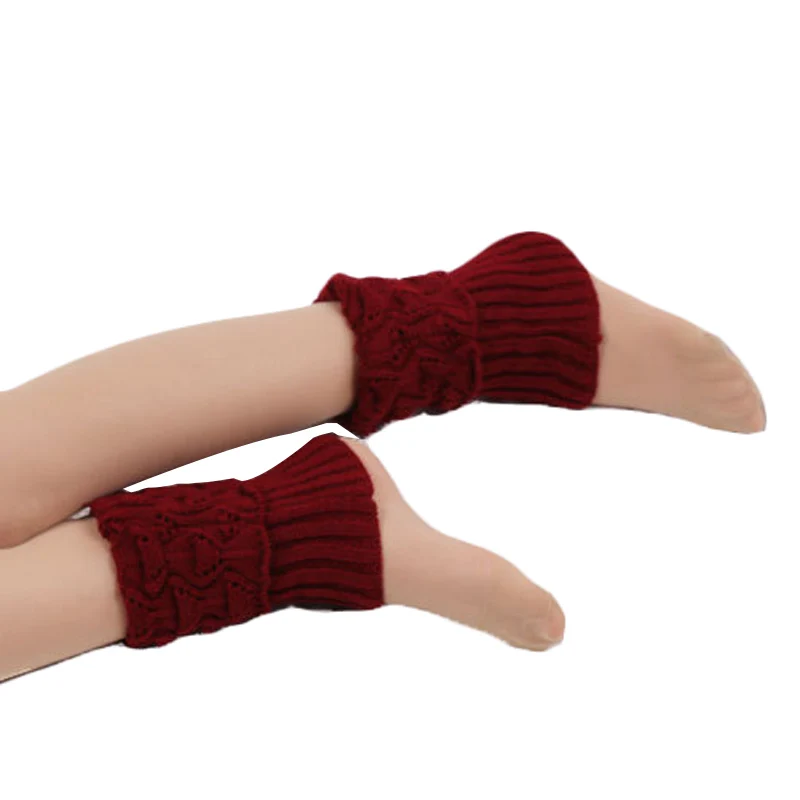 1 пара Женский вязаный манжет для ботинок вязаные топперы зимние носки под сапоги гетры H9 - Цвет: Бургундия