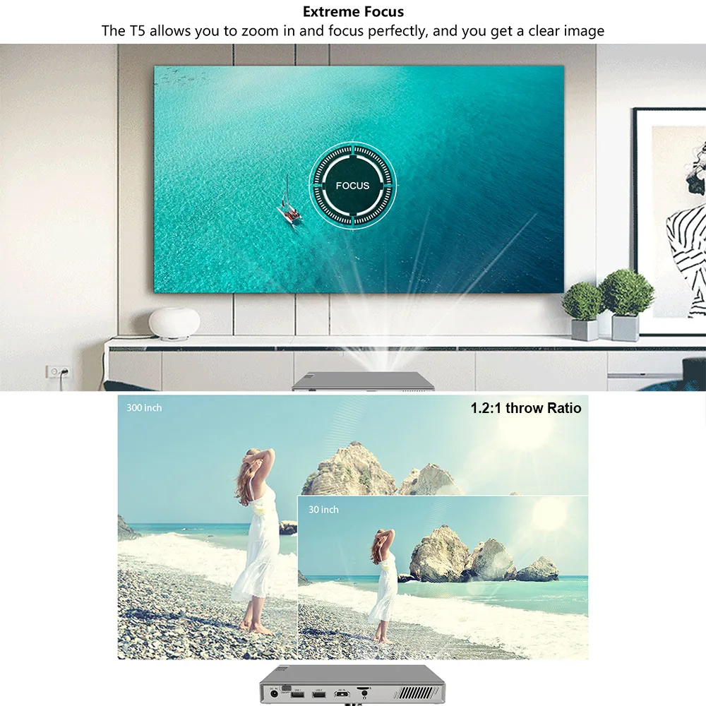 T5 мини проектор 4K DLP Android проектор Full HD настоящий 3D с батареей, авто Keystone, WiFi светодиодный Smart Proyector Bluetooth